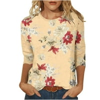 _ / Ženski vrhovi boho rukava s cvjetnim printom, odjeveni ležerni ljetni ležerni osnovni puloveri, majice sa