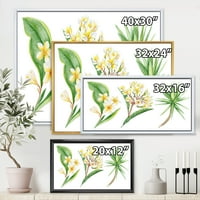 DesignArt 'žuti cvjetovi i tropsko lišće xii' tradicionalno uokvireno platno zidne umjetničke tiska