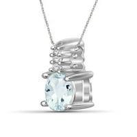 Jewelersclub srebrne ogrlice za žene - ogrlica za žene za žene. Sterling Silver - Aquamarin ogrlica središnji