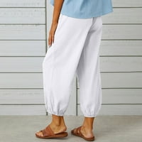 Atinetok lanene hlače Žene Ljetne žene plus veličine Capri široke hlače za noge Summer ležeća pamučna posteljina