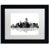 Zaštitni znak likovna umjetnost Jersey City New Jersey Skyline BG-1 Canvas Art by Marlene Watson, White Matte,