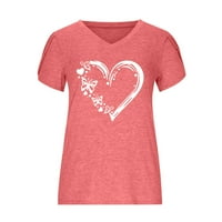 Ladies Ljetni vrhovi labavi fit srce leptir tiskane bluze modne ležerne košulje majice majice za laganu rukavu