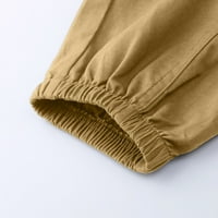 Muške elastične struke Teretne hlače Muške jesenske i zimske hlače hlače Čvrsta boja Casual kombinezoni s čipkastim