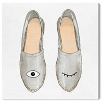 Wynwood Studio platno namignuće papuče moda i glam cipele zidno umjetničko platno print siva svijetlo siva 30x30