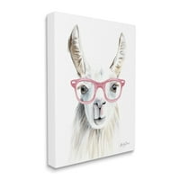 Stupell Industries Llama Nošenje ružičastih naočala casual Animal Portret Slikanje galerija omotana platna za