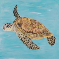 Derice, Julie Black Modern uokvireni muzejski umjetnički tisak pod nazivom - kornjača u Plavom moru II