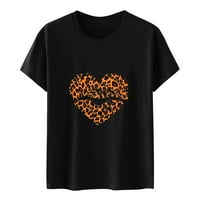 Ženska ležerna majica s okruglim vratom s kratkim rukavima s printom ljubavi, labavi top, crna od $ 6
