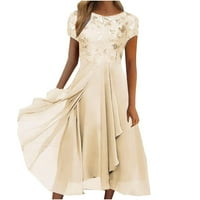 Ženske haljine Ležerne ljetne šifonske poplune suknje s okruglim vratom s printom šljokica, duga Maksi haljina