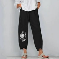 Široke lanene hlače za žene Ljetni elastični struk labavi pamučni lane Palazzo hlače Lagane svestrane hlače za