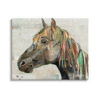 Stupell Industries Farm konjskim životinjskim portretom različitih scenarija Riječi kolaž grafička umjetnost galerija