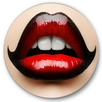 DesignArt 'Žene usne s crvenim i crnim ruž za usne' Moderni krug metal zida - disk od 23 godine