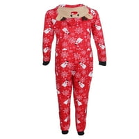 & Vesela božićna obiteljska pidžama s kapuljačom s printom sobova, božićna pidžama s patentnim zatvaračem, komplet