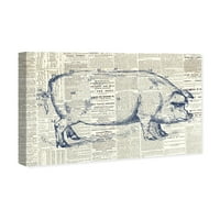 Wynwood Studio životinje zidne umjetničke platnene otiske 'svinjske farme' domaće životinje - plava, bijela