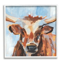 Stupell Industries Blue Modern Farm krava stoka četkica Slikanje uokvirene zidne umjetnosti, 12, dizajn Annie
