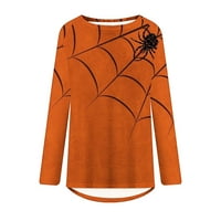 Halloween majice za žene jeseni modni pauk nets tiskajte dugih rukava tunika vrhova tunika za halloween zazor