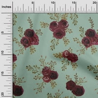 Oneoone pamuk kambric lagana metvica zelena tkanina Listovi i ruža cvjetna tkanina za šivanje tiskane zanatske