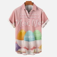 Muške košulje kratkih rukava s printom uskršnjih jaja, otvorena košulja sprijeda, bluza na kopčanje, ležerni vrhovi