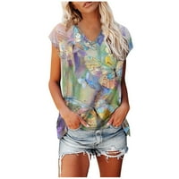 Ženska majica s kratkim rukavima, Majica kratkih rukava, majica za odmor, svijetloljubičasta, majica s kratkim