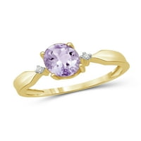 Jewelersclub ružičasti ametist prsten rođeni nakit - 1. karata ružičasta ametist 14K zlatni nakit od srebrnog