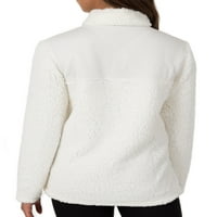 Ženski pulover s patentnim zatvaračem od super pliša s prošivenim jarmom