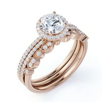 1. Zaručnički prsten od moissanita okruglog reza u 18K trio ružičastog zlata na vrhu zadivljujućeg srebrnog prstena