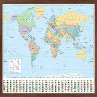 Zidni plakat svjetske karte, 22.375 34 uokviren