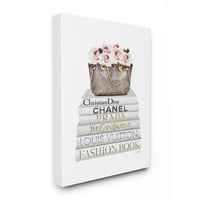 Stupell Industries Fashion Designer Pink Cvjetna torbica knjižara Bijela akvarelna platna zidna umjetnost Amanda