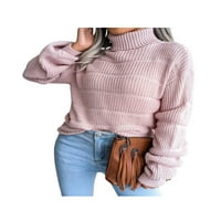 Ženska dolčevita pulover s dugim rukavima šišmiš džemper casual džemperi širokog kroja od pletenih majica