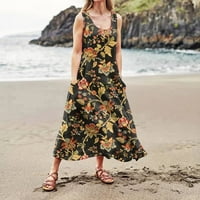 Ženske ljetne haljine haljine za odmor na plaži boho haljine cvjetne tiskane rukavice bez rukava za sunčanje pokloni