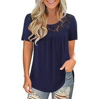 Topovi za žene Ženska odjeća plus size ženska modna čipkasta obična majica kratkih rukava bluza majica kratkih