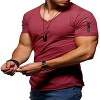 Muška bluza, jednobojne majice, ljetni vrhovi s patentnim zatvaračem, modne radne majice kratkih rukava, osnovna