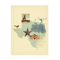Jacob Green 'ilustrirana stanja Texas' platno umjetnost