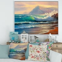 DesignArt 'Sunrise Sjaj na morskim valovima III' nautički i obalni uokvireni platno zidni umjetnički tisak