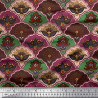 Japanska krep satenska tkanina s umjetničkim cvjetnim i geometrijskim dekorom u mjerilu, tiskana tkanina širine