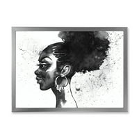 Designart 'crno -bijeli portret afroameričke žene I' moderni uokvireni umjetnički tisak