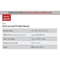 Barkan e naginjanje ravnog zakrivljenog TV zida za 32 -90 ekrana, do lbs