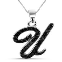 Jewelersclub ctw crni dijamant početno slovo privjesak ogrlica za žene