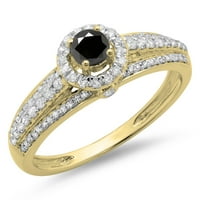 Kolekcija DazzlingRock 0. Carat 14K bijeli i crni dijamantni mladenkini zaručnički prsten CT, žuto zlato, veličina