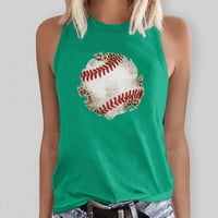 Ženske kratke majice s naramenicama, ženske ljetne majice bez rukava s bejzbolskim printom, Ležerne majice, bluza,
