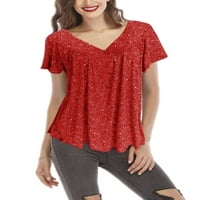 Ladies Ljetni vrhovi majica s kratkim rukavima cvjetni print majica Bohemska tunična bluza odmor za odmor vino