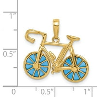 Ovjes za bicikl od pravog žutog zlata od 14 karata s 3-inčnim plavim emajlom; za odrasle i tinejdžere; za žene