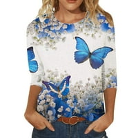 Ženske majice s okruglim vratom Plus veličine leptir majice s cvjetnim printom casual Bluza Bluza Bluza Bluza