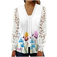 Kardigani za žene Plus veličine za Jesen Dugih rukava modni široki pulover s cvjetnim printom kardigan casual