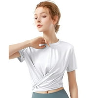 Ženske košulje, vrhovi s ramena, ljetna ležerna bluza s kratkim rukavima s čvorom, majica s mašnom za svakodnevni
