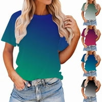 Ženska majica s gradijentom, ljetna ležerna majica s okruglim vratom, pamučna majica kratkih rukava, gradijentni