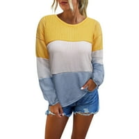 Džemperi za žene modni pleteni džemper s okruglim vratom s dugim rukavima u boji Casual pulover džemper vrhovi