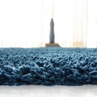 Jednobojni plišani tepih od paperja, plava, 5'3 7'6