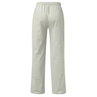 Muške ljetne Ležerne jednobojne pamučne hlače s džepom na vezanje