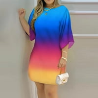 FineLove Ljetne haljine Sundresse za žensku V-izrezu tiskanu haljinu s kratkim rukavima Multicolor m