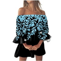 Ženski mini haljina Line Ljetna prodaja cvjetni print Vintage blagdanska rukava Beach Beach FIT BOHO OFF SUNDRESS